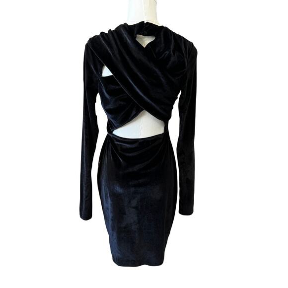 NWT TOPSHOP NORDSTROM Women's Black Knot Wrap Velvet Mini Dress Size 4-6 - Picture 6 of 8